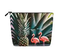 Ghjkfbf Pineapple Flamingo Print Single Layer Fake Hemp Makeup Bag Zipper Toiletry Bag Zipper Accessories