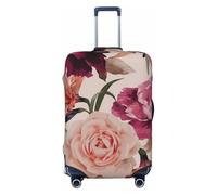 Ghjkfbf Pink Rose Flower Print Luggage Suitcase Cover Protector Luggage Washable Covers With Concealed Zipper, Black, L