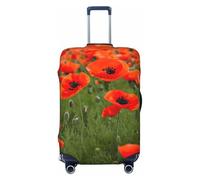 Ghjkfbf Poppy Flowers Petals Print Luggage Suitcase Cover Protector Luggage Washable Covers With Concealed Zipper, Black, M