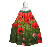 Ghjkfbf Poppy Flowers Vivid Petals Print Cloak With Hood,Unisex Hooded Halloween Christmas Cloak Costumes Party Cape