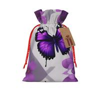 Ghjkfbf Purple Butterfly And Flower 1 Print Christmas Drawstring Gift Bags Xmas Gift Bags W/Tags Sacks Reusable Gift Wrapping Bags