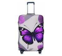 Ghjkfbf Purple Butterfly And Flower 1 Print Luggage Suitcase Cover Protector Luggage Washable Covers With Concealed Zipper, Black, M