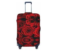 Ghjkfbf Red Rose Flower Print Luggage Suitcase Cover Protector Luggage Washable Covers With Concealed Zipper, Black, L
