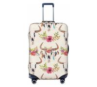 Ghjkfbf Runner Bull Skull Print Luggage Suitcase Cover Protector Luggage Washable Covers With Concealed Zipper, Black, M