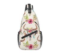 Ghjkfbf Runner Bull Skull Print Sling Bag Crossbody Backpack for Women Men Hiking Travel Over The Shoulder Multi-Function Bag
