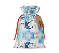 Ghjkfbf Sea Whale And Jellyfish Print Christmas Drawstring Gift Bags Xmas Gift Bags W/Tags Sacks Reusable Gift Wrapping Bags