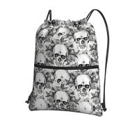 Ghjkfbf Skull Skeleton Print Drawstring Gym Bag, Backpack Swimming Bag With Outside Zipper, Sports Yoga Beach Football