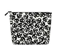 Ghjkfbf Skulls Print Single Layer Fake Hemp Makeup Bag Zipper Toiletry Bag Zipper Accessories