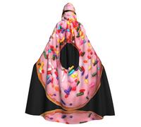 Ghjkfbf Strawberry Donut Print Halloween Hooded Cloak Adults Stylish Cape For Carnivals Themed Parties Cosplays