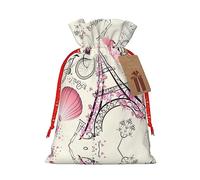 Ghjkfbf The Paris Tower And A Bicycle Print Christmas Drawstring Gift Bags W/Tags Sacks Reusable Gift Wrapping Bags