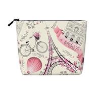 Ghjkfbf The Paris Tower And A Bicycle Print Single Layer Fake Hemp Makeup Bag Zipper Toiletry Bag Zipper Accessories