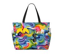Ghjkfbf Tie Dye Print Large Capacity Beach Travel Bag For Family, Beach Tote Bag For Women With Zipper Pockets