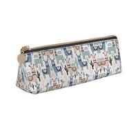 Ghjkfbf Tropical Cactus Animal Lama Print Leather Pencil Case, Pouch With Zipper For Stationary Supplies, Small Cosmetic Bag