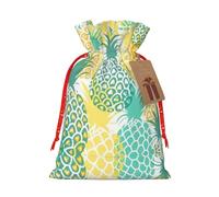 Ghjkfbf Tropical Pineapple Print Christmas Drawstring Gift Bags Xmas Gift Bags W/Tags Sacks Reusable Gift Wrapping Bags