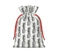 Ghjkfbf Tropical Theme Pineapple Fruit Pattern Print Christmas Drawstring Gift Bags Xmas Gift Bags W/Tags Sacks Reusable Gift Wrapping Bags