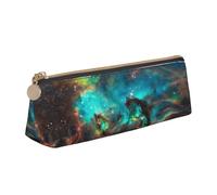 Ghjkfbf Universe Galaxy Space Print Leather Pencil Case, Pouch With Zipper For Stationary Supplies, Small Cosmetic Bag