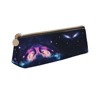 Ghjkfbf Universe Galaxy Space Print Leather Pencil Case, Pouch With Zipper For Stationary Supplies, Small Cosmetic Bag