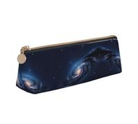 Ghjkfbf Universe Milky Way Galaxy Print Leather Pencil Case, Pouch With Zipper For Stationary Supplies, Small Cosmetic Bag