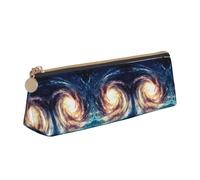 Ghjkfbf Universe Milky Way Galaxy Print Leather Pencil Case, Pouch With Zipper For Stationary Supplies, Small Cosmetic Bag