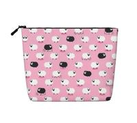 Ghjkfbf White Sheep On Pink Background Print Single Layer Fake Hemp Makeup Bag Zipper Toiletry Bag Zipper Accessories