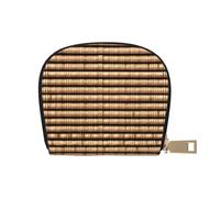Ghjkfbf Wicker Woven Pattern Print Casual Leather Wallet For Men Women Classic Zipper Pocket Credit Card Coin Purse