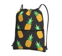 Ghjkfbf Yellow Pineapple Print Drawstring Gym Bag, Backpack Swimming Bag With Outside Zipper, Sports Yoga Beach Football
