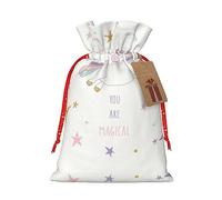 Ghjkfbf You Are Magical Print Christmas Drawstring Gift Bags Xmas Gift Bags W/Tags Sacks Reusable Gift Wrapping Bags