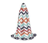 Ghjkfbf Zig Zag Lines Print Hooded Cape For Teenagers,Youth Hooded Cape Soft For Halloween Parties