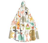 Ghjkfbf Zoo Alphabet Animal Print Cloak With Hood,Unisex Hooded Halloween Christmas Cloak Costumes Party Cape