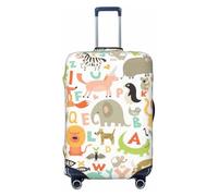 Ghjkfbf Zoo Alphabet Animal Print Luggage Suitcase Cover Protector Luggage Washable Covers With Concealed Zipper, Black, L