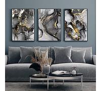 GHJKL Modern Canvas Wall Art - Black & Gold Abstract Picture Set for Living Room & Bedroom - No Frame (40 x 60 cm x 3)
