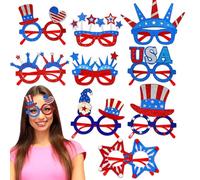 Ghjkldha 4th of July Sunglasses, Patriotic Themed Shades 15 x 12 cm, USA Flag Eyewear, Independence Day Parade Accessories, for Backyard BBQ Beach Decor, Fun Photo Booth Props