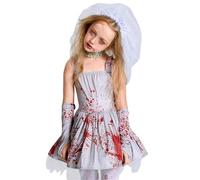 Ghjkldha Halloween Bride Costume,Zombie Halloween Costume | Blood Skirt Outfit Realistic for Carnival Masquerade Girls Party Favors Photo Props Haunted House Cosplay