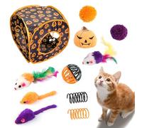 Ghjkldha Interactive Cat Toys, Catnip Toy Set, Kitten Play Tunnel, Pet Play Tunnel Themed Catnip Cat Toy Set Interactive Kitten Toys for Playtime and Exercise Polyester Feather Plush