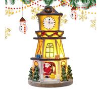Ghjkldha Lighted Christmas House,Decorative Lighted Clock Tower | Decorative Christmas House for Study Bedroom Living Room Table Centerpiece Window Display Event Organizers