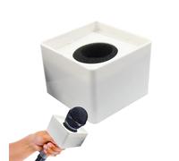 Ghjkldha Microphone Flag Station,Mic Station Logo, Microphone Flag Cube | Studio Interviews Holder ABS Mic Logo Station For Corporate Meeting, News Reporter, KTV Host