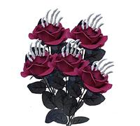 Ghjkldha Roses Black Artificial Flowers, Black Roses Decor, Black Artificial Flowers | Halloween Floral Picks Black and Red Bouquet Artificial Roses Flowers Bouquets Wedding Decorations Home Decor