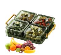 Ghjkldha Sectioned Serving Tray | Stylish Food Storage Lunch Container | Portable Clear Elegant Removable Fashion Divided Tray with Lid & Handle for Appetizers, Snacks, and Nuts Ideal for Home