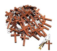 Ghjkldha Wooden Cross Charm for Jewelry Making | Assortment Necklace Cross Charm with Chains,Smooth Natural Pocket Prayer Jewelry Making Supplies for Friends Student Teacher Son Family Gathering