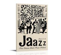 GHJOPAF Jazz Music Fest Vintage Poster Canvas Painting Wall Art Picture Home Decor Print For Bedroom Living Room 12x18inch(30x45cm) Frame-style