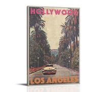 GHJOPAF Los Angeles Hollywood Vintage Poster Canvas Painting Wall Art Picture Home Decor Print For Bedroom Living Room 12x18inch(30x45cm) Frame-style