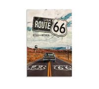 GHJOPAF Route 66 Usa Vintage Poster Canvas Painting Wall Art Picture Home Decor Print For Bedroom Living Room 12x18inch(30x45cm) Unframe-style