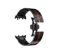 GHJrtHFJ metal watch strap, No Gap Metal Butterfly Buckle Strap for Watch - Adjustable Wrist Bracelet Band Compatible with Various Models(Black Red,Interface20mm)