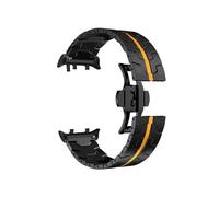 GHJrtHFJ metal watch strap, No Gap Metal Butterfly Buckle Strap for Watch - Adjustable Wrist Bracelet Band Compatible with Various Models(Black Orange,22mm)