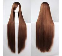 GHK 100cm Fashion Cheap Straight Long Cosplay Wig Black Silver White Red Blue Purple Pink Green Synthetic Hair Wigs For Women brown