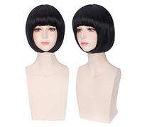 GHK 12inch Kugimiya Rie Black Cosplay Wig Synthetic Hair Halloween Costume Straight Short Bob Wigs For Women