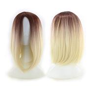GHK 12inch Short Bob Wigs For Women Synthetic Hair Anime Cosplay Two Tone Black Pink Grey Blue Green Red Purple Blonde Ombre Wig blonde ombre