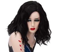 GHK 14inch Short Wavy Colorful Rainbow Wig Synthetic Hair Halloween Costume Anime Cosplay Orange Ombre Party Wigs For Women black