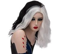 GHK 14inch Short Wavy Colorful Rainbow Wig Synthetic Hair Halloween Costume Anime Cosplay Orange Ombre Party Wigs For Women black white