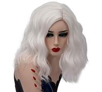 GHK 14inch Short Wavy Colorful Rainbow Wig Synthetic Hair Halloween Costume Anime Cosplay Orange Ombre Party Wigs For Women white